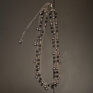 Elegant Black and Silver Multi-Strand Necklace
